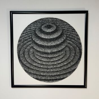 Sztuka tkaniny zatytułowany „My imaginary world” autorstwa Tabloucufire, Oryginalna praca, String Art Zamontowany na Drewnia…