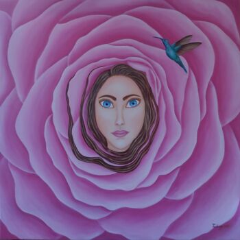 Painting titled "BLOOMING WOMAN" by Tady Divjak, Original Artwork, Acrylic