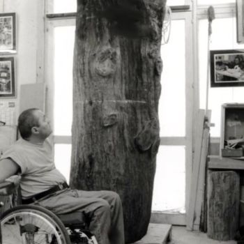 Sculpture intitulée "LE TRONC DE CHÊNE A…" par Georges Tag, Œuvre d'art originale, Bois