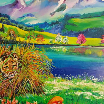Peinture intitulée "Рай" par Tahira Quliyeva, Œuvre d'art originale, Huile