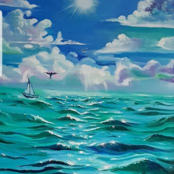 Peinture intitulée "La mer et c'est all…" par Tahira Quliyeva, Œuvre d'art originale, Huile