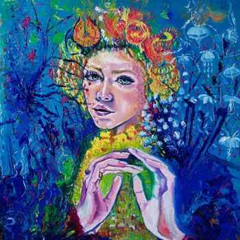 Peinture intitulée "Femme" par Tahira Quliyeva, Œuvre d'art originale, Huile