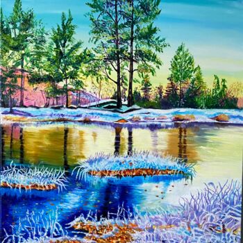Malerei mit dem Titel "Paysage d’hiver" von Tahira Quliyeva, Original-Kunstwerk, Öl