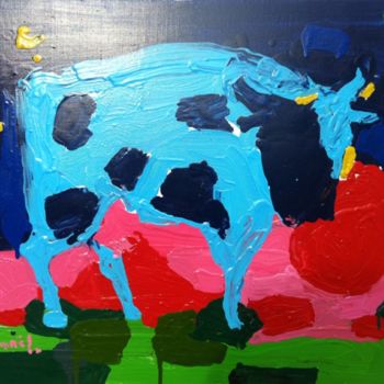 Peinture intitulée ""Cow"" par Nataliia Mishniova, Œuvre d'art originale