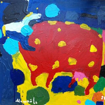 Painting titled ""Cow"" by Nataliia Mishniova, Original Artwork