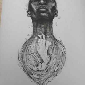Desenho intitulada ""caindo em si"" por Tahrik Ndjai, Obras de arte originais