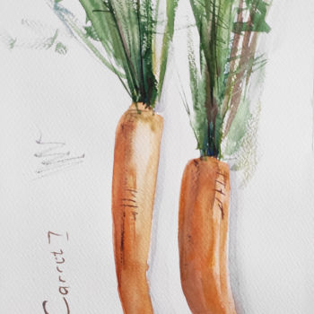 Painting titled "Two carrots" by Olga Mikhailova, Original Artwork, Watercolor