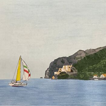 Painting titled "Praia do Creiro" by Taicil, Original Artwork, Marker