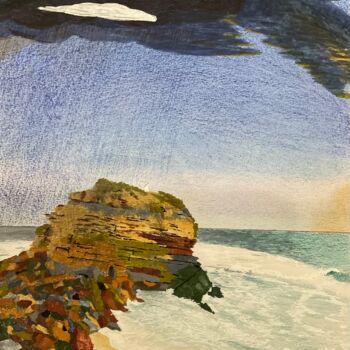 Peinture intitulée "Praia de Porto Novo" par Taicil, Œuvre d'art originale, Marqueur