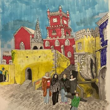 Peinture intitulée "Sintra, Palácio Nac…" par Taicil, Œuvre d'art originale, Marqueur