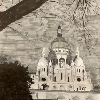 Peinture intitulée "Sacré-Coeur, Paris" par Taicil, Œuvre d'art originale, Marqueur