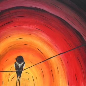 Malerei mit dem Titel "Rainbow Bird" von Taijul Islam, Original-Kunstwerk, Acryl