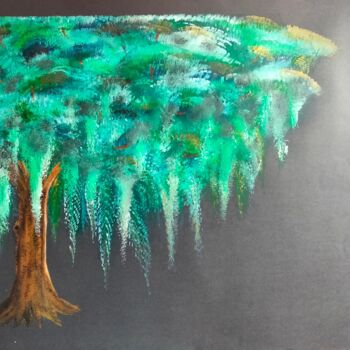 Drawing titled "Green tree" by Taijul Islam, Original Artwork, Acrylic