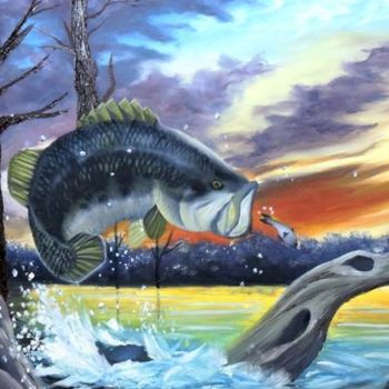 Painting titled "Fish day" by Taillon Luz, Original Artwork, Oil