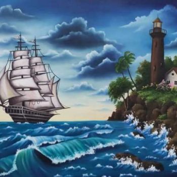 Painting titled "Rough seas" by Taillon Luz, Original Artwork, Oil