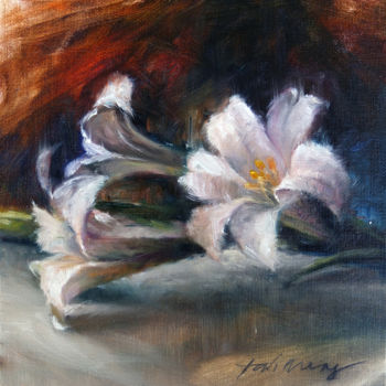 Malarstwo zatytułowany „Lilies” autorstwa Taimeng Lim, Oryginalna praca, Olej
