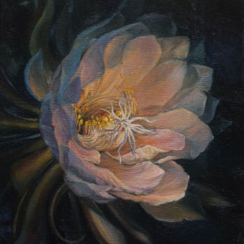 Painting titled "Blooming in the dark" by Taimeng Lim, Original Artwork, Oil