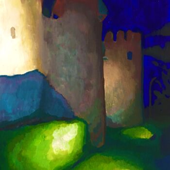 Картина под названием "Castle walls of Tel…" - Tair Tabiyev, Подлинное произведение искусства, Масло Установлен на картон