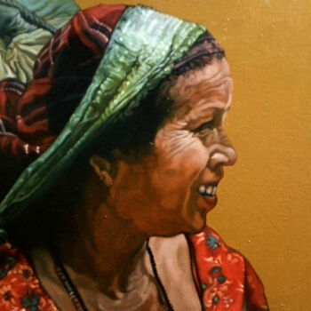 Painting titled "Rattan basket" by Takuart, Original Artwork, Oil