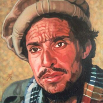 Painting titled "Lion of Panjshir (A…" by Takuart, Original Artwork, Oil Mounted on Wood Stretcher frame