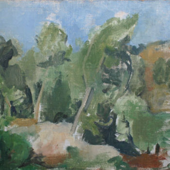 Peinture intitulée "Trees in the valley" par Tal Porat, Œuvre d'art originale, Huile