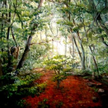 Painting titled "Forest" by Gordana Milanovic, Original Artwork, Oil