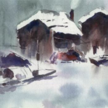 Peinture intitulée "la neige en chine" par Veronique Talent, Œuvre d'art originale