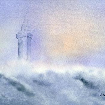 Peinture intitulée "phare dans la brume" par Veronique Talent, Œuvre d'art originale