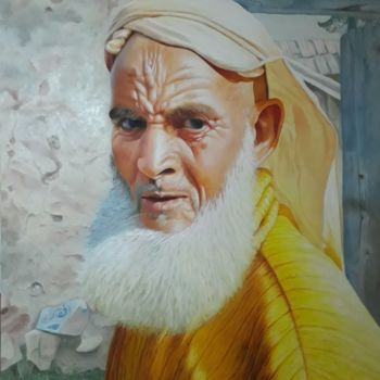 Painting titled "old farmer" by Roberto, Original Artwork, Oil