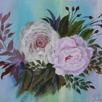 Картина под названием "Roses." - Tali Segev, Подлинное произведение искусства, Акрил Установлен на Деревянная рама для носил…