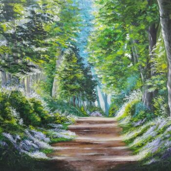 제목이 "Summer morning"인 미술작품 Tali Segev로, 원작, 아크릴 나무 들것 프레임에 장착됨