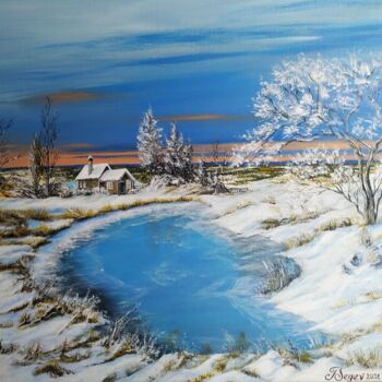Pintura intitulada "Winter landscape." por Tali Segev, Obras de arte originais, Acrílico Montado em Armação em madeira