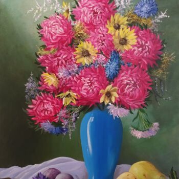 Картина под названием "Autumn bouquet" - Tali Segev, Подлинное произведение искусства, Акрил Установлен на Деревянная рама д…