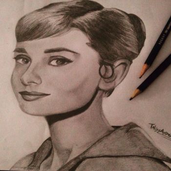 Drawing titled "Audrey Hepburn" by Talissa Andersen, Original Artwork, Pencil