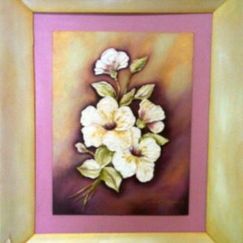 Schilderij getiteld "Flores blancas" door Patricia Andrea Vazquez, Origineel Kunstwerk
