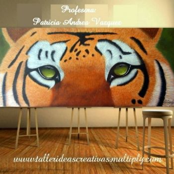Pintura titulada "Tigre" por Patricia Andrea Vazquez, Obra de arte original