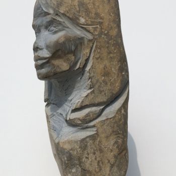 Sculpture titled "Portrait très Claire" by Philippe Tallis, Original Artwork, Stone