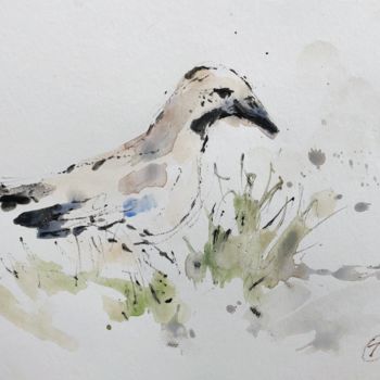 Malerei mit dem Titel "Geai Des Chênes" von Philippe Tallis, Original-Kunstwerk, Aquarell