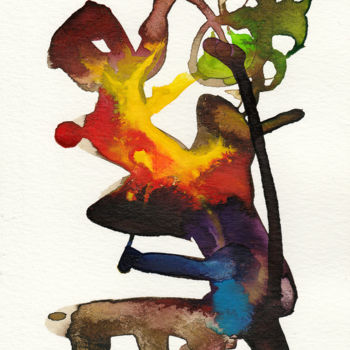 Peinture intitulée "Un pêcheur chevronné" par Talou, Œuvre d'art originale, Acrylique