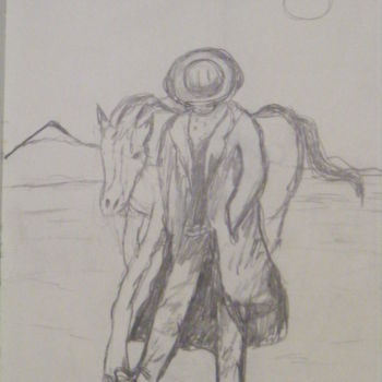 Картина под названием "loner-cowboy.jpg" - Tal Rogers Jr, Подлинное произведение искусства