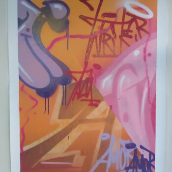 Painting titled "Graffiti about paper" by Talu, Original Artwork, Spray paint