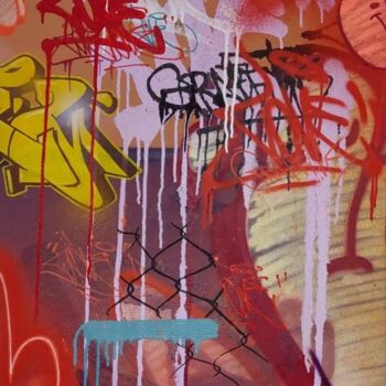 Pintura titulada "Abstrato graffiti" por Talu, Obra de arte original, Pintura al aerosol Montado en Bastidor de camilla de m…