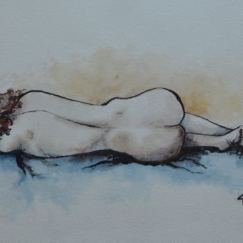 Peinture intitulée "repos" par Tam, Œuvre d'art originale, Aquarelle