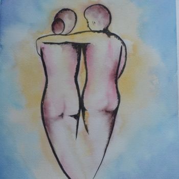 Peinture intitulée "Complicité" par Tam, Œuvre d'art originale, Aquarelle