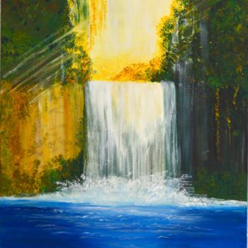 Painting titled "Waterfall" by Tamana Pathak, Original Artwork, Acrylic