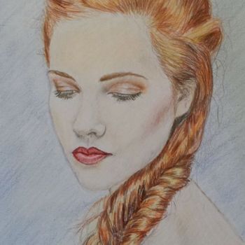 Drawing titled "Beauty" by Tamar Elbakidze, Original Artwork, Conté
