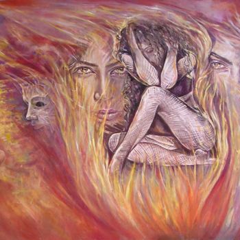 Drawing titled ",,in flames''" by Tamar Modebadze, Original Artwork
