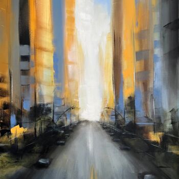 Schilderij getiteld "Down Town" door Tamara Andjus, Origineel Kunstwerk, Acryl