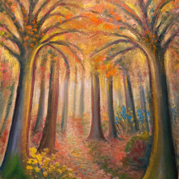 Malarstwo zatytułowany „Herbstlicher Wald” autorstwa Tamara Michel, Oryginalna praca, Olej