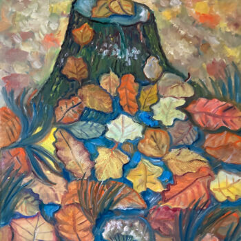 Painting titled "Herbstliche Blätter" by Tamara Michel, Original Artwork, Oil